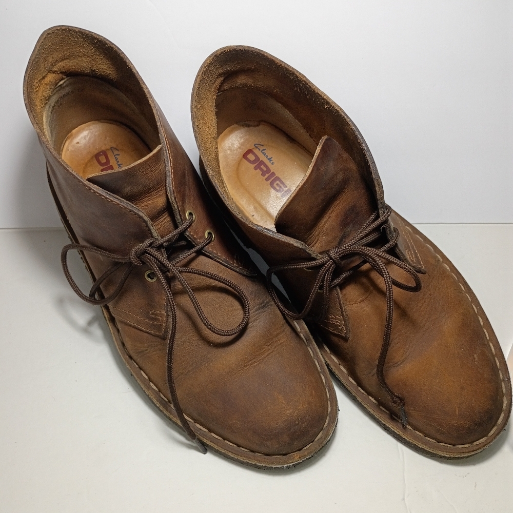 Clarks Men's Leather Chukka Boots Monahan Chukka Beeswax Leather Size 7.5 - Picture 3 of 7
